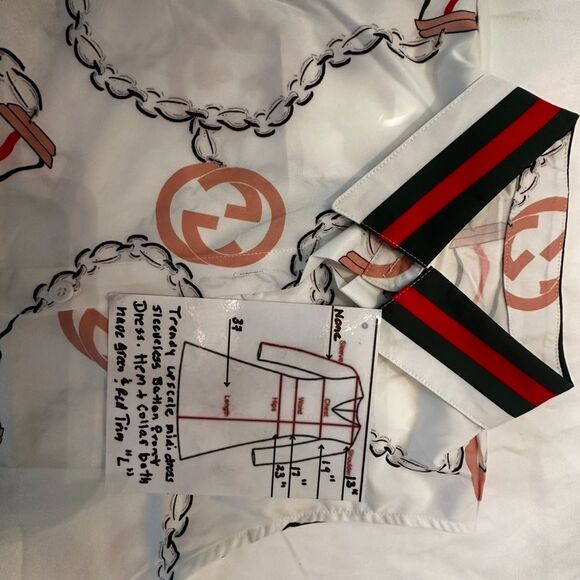 White and Gold Chain Print Mini Dress - Picture 5 of 9